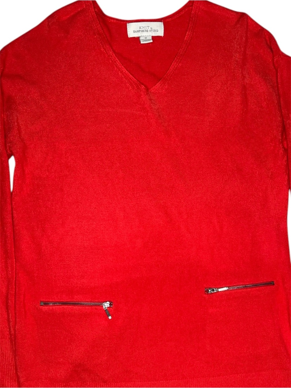 KNIT by Hampshire Studio Red V-Neck Sweater - Picture 3 of 6